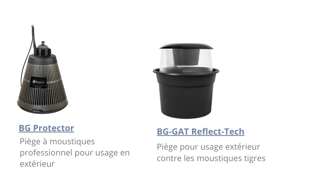 Capture d’écran 2025-04-29 à 10.11.28 Pièges à moustiques Biogents pour l’extérieur : BG Protectors, un modèle professionnel, et BG-GAT Reflect-Tech, conçu spécifiquement contre les moustiques tigres. Disponibles chez Moustik Services.
